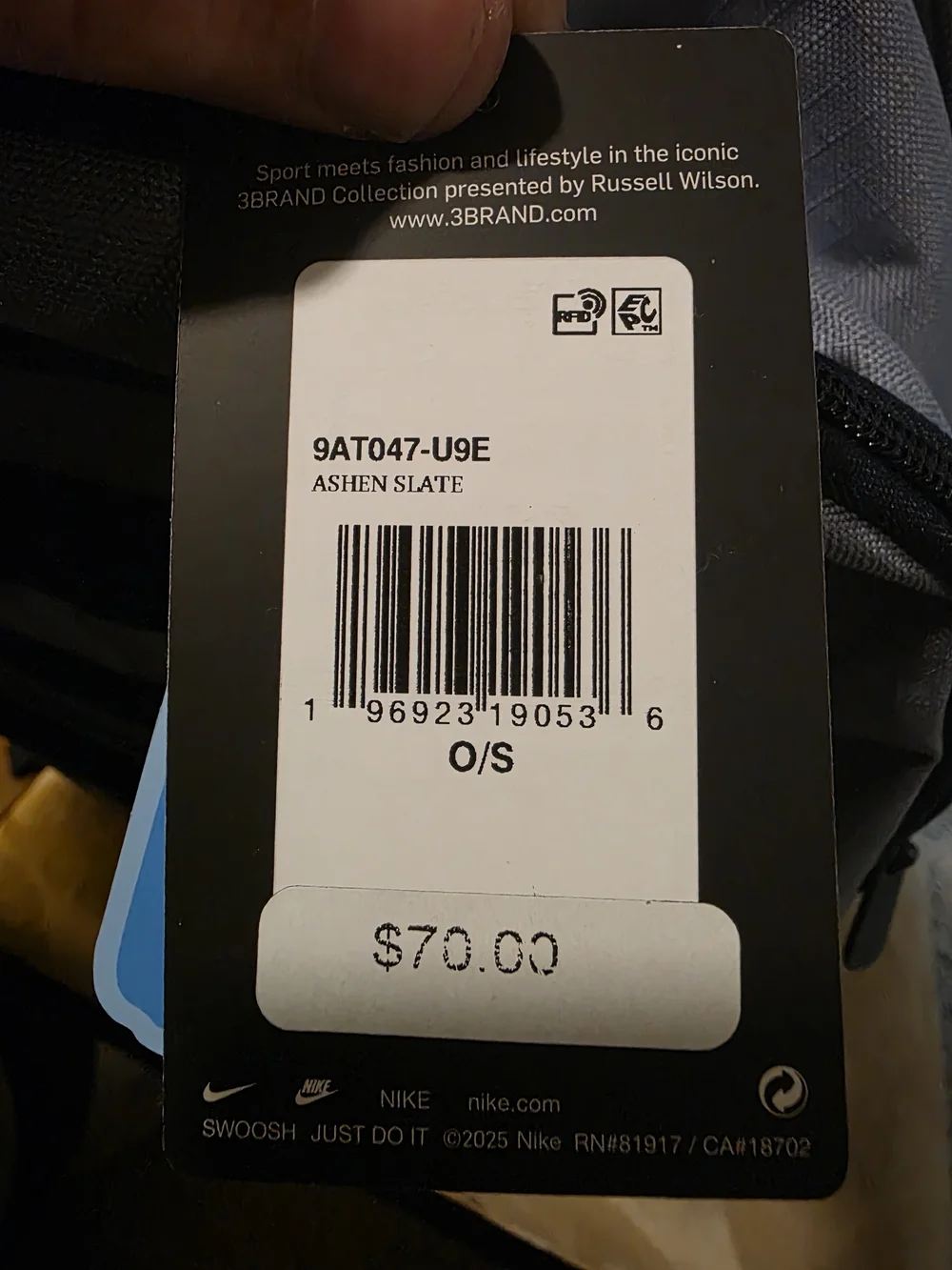 Nike Men's Gray and Blue Logo Backpack
